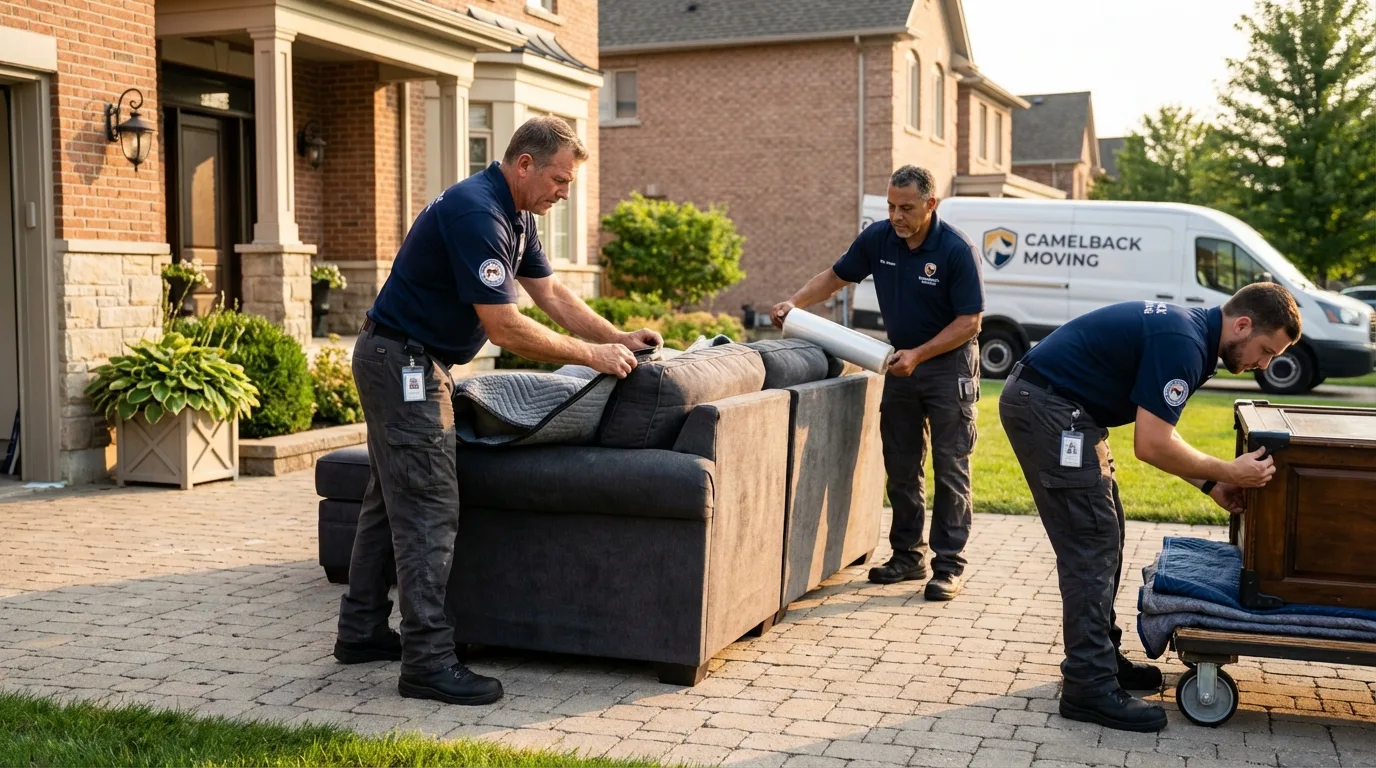 Large estate moving crew wrapping furniture in Winfield, AL
