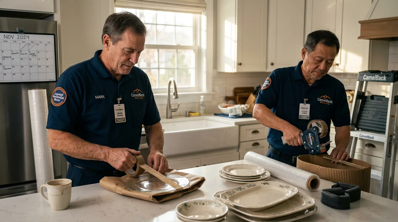 Professional crew packing kitchen dishware in Winfield, AL